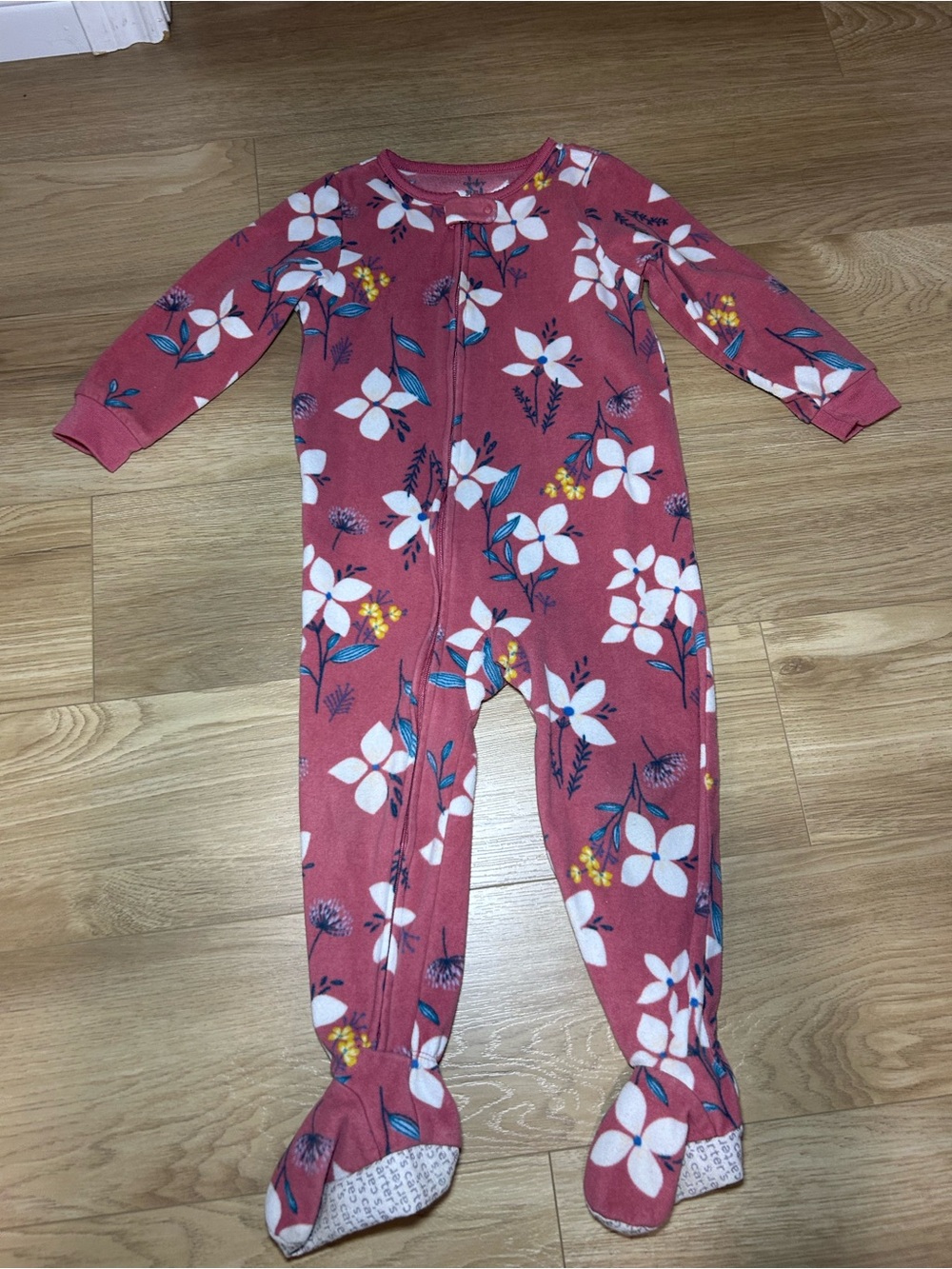 Carter's Rose Pink Floral Footed One-Piece Pajamas
